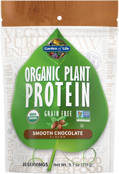 Garden of Life Organic Plant Protein Chocolate Flavor Protein Powder with Probiotics & Enzymes – Plant Based Powder, Amino Acids, Non-GMO, Grain-Free, Gluten-Free, Vegan, 10 Servings