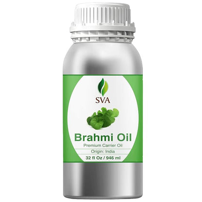 SVA Brahmi Oil - 32 Fl Oz – 100% Natural Cold Pressed Brahmi Oil - for Face, Skin Care, Hair Care, Scalp Massage & Body Massage – Carrier Oil