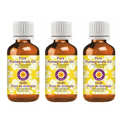 Deve Herbes Pure Pomegranate Oil (Punica granatum) Cold Pressed 100ml X 3 (10 oz)