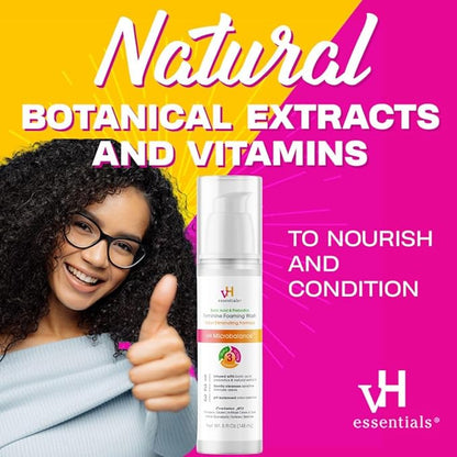 vH essentials Feminine Foaming Wash with Boric Acid and Prebiotics, Odor Eliminating pH-Balanced Daily Cleanser with Lavender and Chamomile, 5 fl oz (Pack of 2)