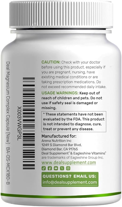 Magnesium Complex 500mg, 240 Veggie Capsules – 10-in-1 Glycinate, Citrate, Malate, Oxide, & More – 100% Chelated for Easy Absorption – Essential Mineral Supplement – Non-GMO
