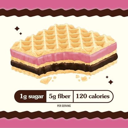 Rip Van Raspberry & Dark Chocolate Wafer Cookies - Healthy Snacks - Non GMO Keto Cookies - Keto Snacks - Low Carb, Low Sugar (1g), Low Calorie and Vegan Snack - 16 Count