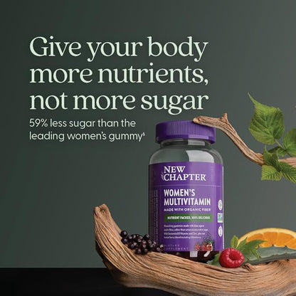 New Chapter Women’s Multivitamin Gummies - 59% Less Sugar, Women’s Gummy Vitamins with Vitamin C, D3 & Zinc, Non-GMO, Gluten Free, Berry-Citrus, 75ct