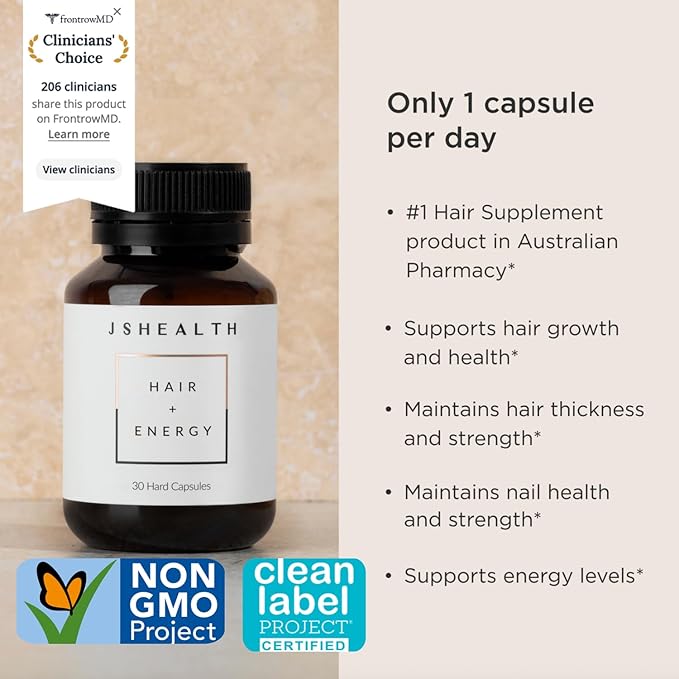 JSHealth Hair Growth Vitamins for Women. Hair + Energy with Kelp Iodine and Zinc. Supports Thickness, Strength, Energy. Nutritionist-Formulated (30 Capsules)