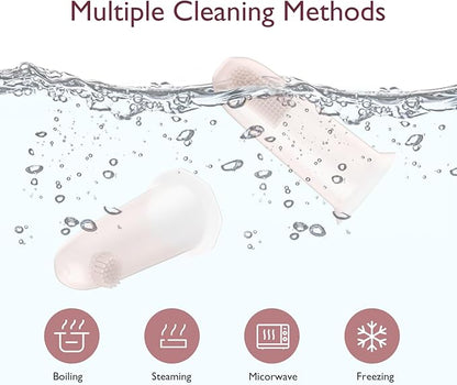 Momcozy Silicone Finger Toothbrush for Baby, Baby Finger Toothbrush for Training Teething, Infant Oral Cleaner, 2 Pcs Silicone Toothbrush