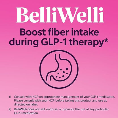 BelliWelli Fiber Supplement for Women & Men Premium Daily Fiber Powder from Organic Acacia with Added Collagen Electrolytes & Probiotics No Bloat Constipation & Gut Health Support(Strawberry Lemonade)