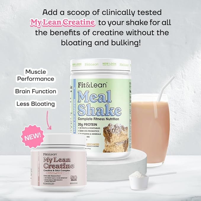 Fit & Lean Meal Shake, Fat Burning Meal Replacement, Protein, Fiber, Probiotics, Coffee Crumb Cake, 1lb, 10 Servings Per Container