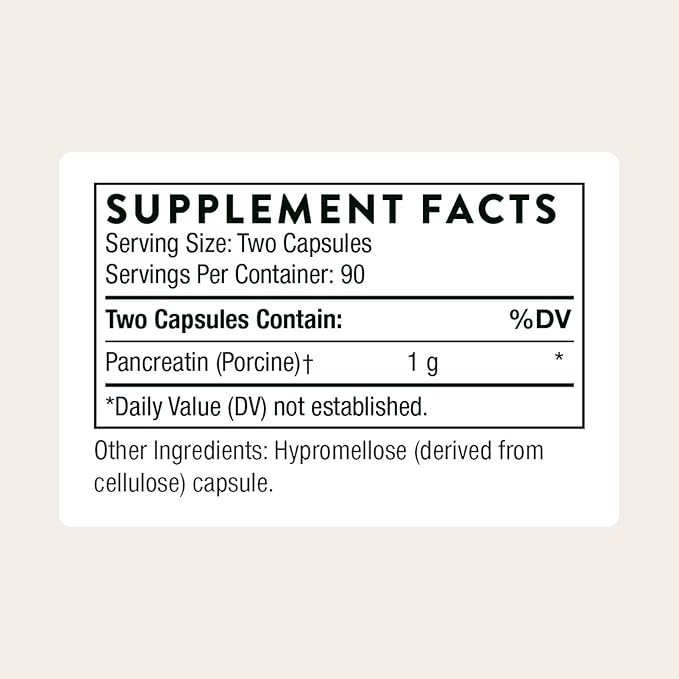 THORNE - Pancreatic Enzymes - Digestive Enzymes Supplement for Digestion Support - Minimizes Occasional Gas & Bloating* - Third-Party Certified - Gluten, Dairy & Soy-Free - 180 Capsules