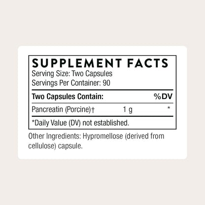 THORNE - Pancreatic Enzymes - Digestive Enzymes Supplement for Digestion Support - Minimizes Occasional Gas & Bloating* - Third-Party Certified - Gluten, Dairy & Soy-Free - 180 Capsules