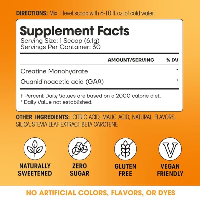 Fit & Lean Creatine for Women, My Lean Creatine Powder Complex with GAA, Muscle Performance, Cognitive Function and Less Bloating, Reduced Water Retention, Orange Sherbert, 30 Servings