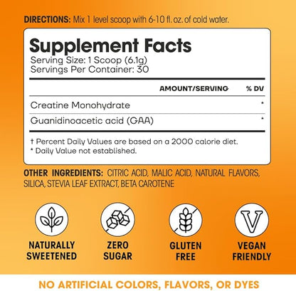 Fit & Lean Creatine for Women, My Lean Creatine Powder Complex with GAA, Muscle Performance, Cognitive Function and Less Bloating, Reduced Water Retention, Orange Sherbert, 30 Servings