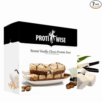 ProtiWise Protein Bar – 15g Protein, Low Carb, Low Sugar, High Fiber, Low Calorie Meal Replacement Nutrition Bar, Healthy Snack for Weight Management Diet (Remix Vanilla-Choco, 7 Count)