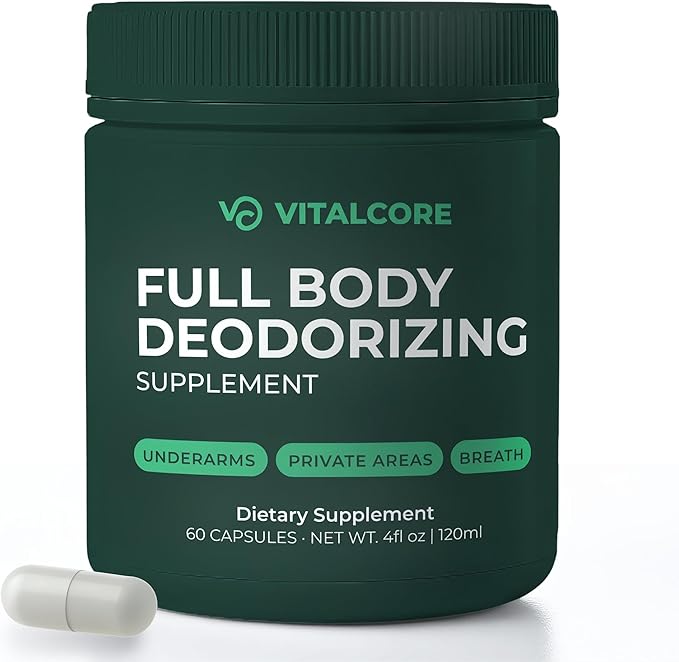 Body Deodorizing Supplement - 200mg Chlorophyll Capsules for 24hr Freshness | Gut & Skin Health | Vegan Body Magic Capsules (60ct)