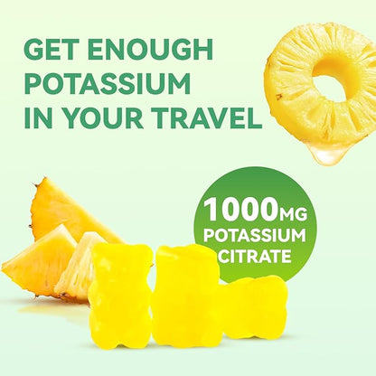 Potassium Gummies 1000mg, Potassium Citrate Gummies for Adults Women & Men, Chewable Potassium Supplement Support Leg Cramps & Muscle Health - Sugar Free, Vegan,60 Count