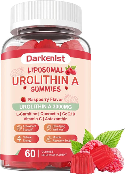 Liposomal 3000mg Urolithin A Gummies Complex CoQ10, Resveratrol, L-Carnitine, Quercetin, Astaxanthin | 7-in-1 Mitochondrial Support Supplement for Cellular Support, Vitality & Wellness Aging