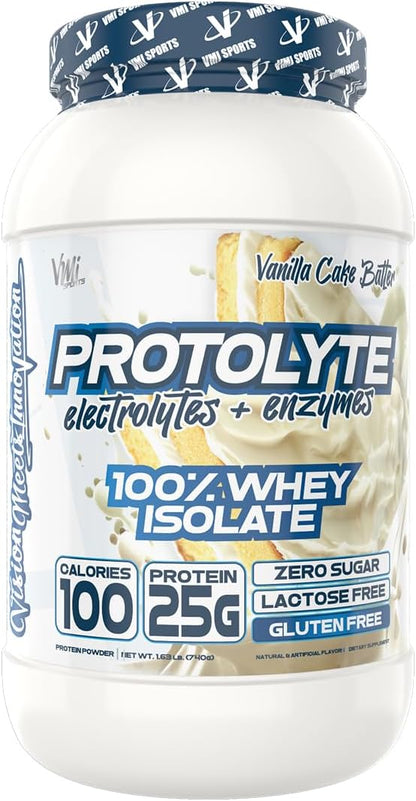 VMI Sports | ProtoLyte Whey Isolate Protein Powder | Low Calorie Whey for Weight Loss and Muscle Gain | Digestive Enzymes | Non-GMO (1.6 lb, Vanilla Cake Batter)