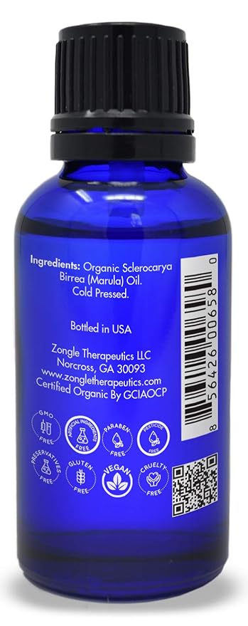 Zongle Therapeutics Organic, Marula Oil – 100% Pure, Marula Oil, for Face, Hair, 1 OZ