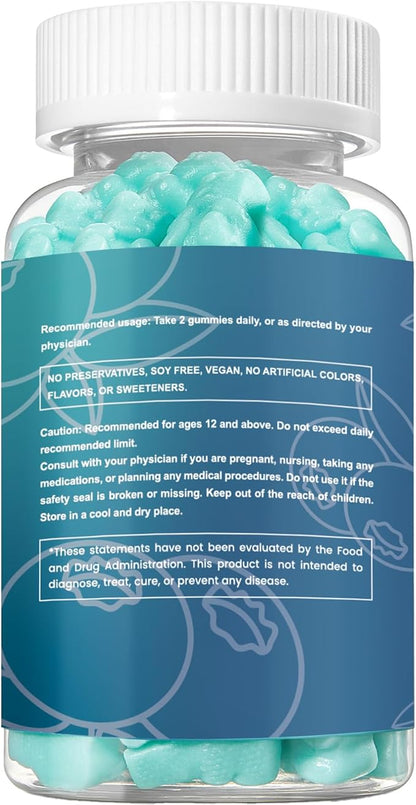 Magnesium Glycinate Gummies 500mg Sleep for Men & Women Vitamin C, Vegan Promotes Relaxation Muscle, Chewable Magnesium, No Melatonin, Non GMO, Natural Blueberry Flavor, 60 Count