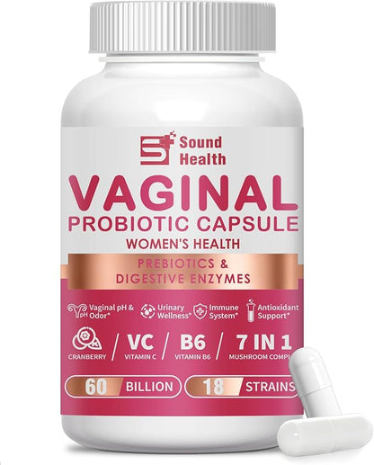 Vaginal Probiotics for Women, Akkermansia Probiotics and Prebiotics Supplement for Vaginigal Health, pH Balance, Moisture, Odor Control | Non-GMO, Third-Party Tested | 60 Billion CFU & 18 Strains