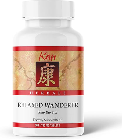 Kan Herbs Relaxed Wanderer Tablets – Traditional Chinese Herbal Blend with Dong Quai, White Peony & Bupleurum to Support Liver Qi Balance & Digestive Harmony, Xiao Yao San Formula, 300 Tablets