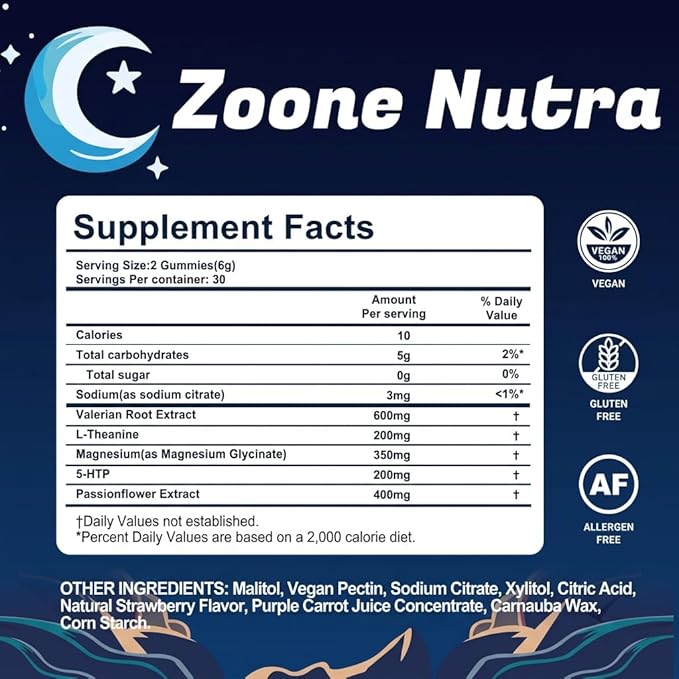 Sleep Gummies for Adults – Melatonin Free Gummies with 5-HTP, L-Theanine, Magnesium & Valerian Root – Vegan, Halal, Sugar & Gluten Free – Sweet Strawberry 60 Count