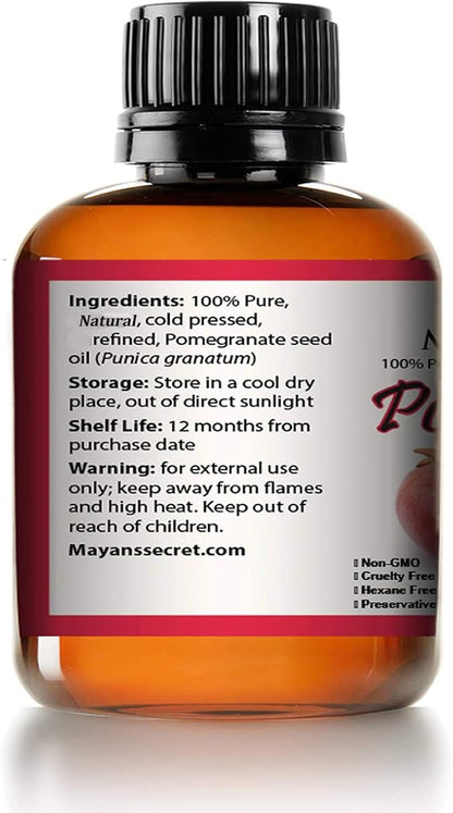 Mayan's Secret Pure Carrier and Essential oils for Skin Care, Hair, Body Moisturizer for Face-Anti Aging Skin Care (Pomegranate Seed Oil (Not Organic), 4oz)