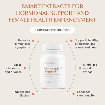 Hormonal Support - Hormone Balance Supplement for Women, PMS Support Supplement & Hormone Harmony for Women, Supports Energy, Mood Swings, Hot Flashes, Menopause Hormonal Balance (60 Caps)
