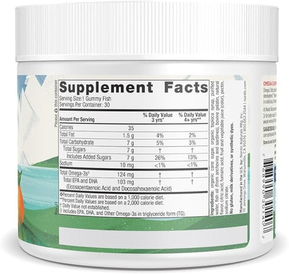 Nordic Naturals Nordic Omega-3 Gummy Fish, Tangerine - 30 Gummy Fish - 124 mg Total Omega-3s with EPA & DHA - Non-GMO - 30 Servings