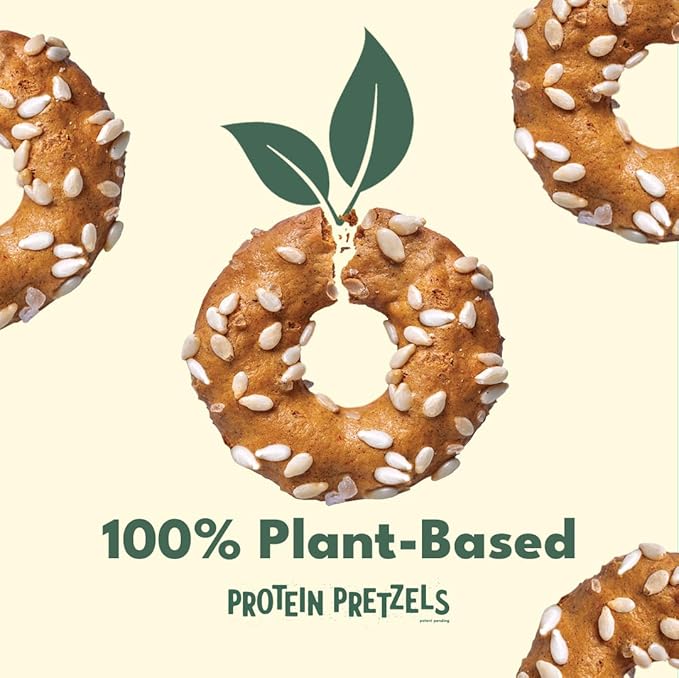 CRISP POWER Protein Pretzels, Sesame, 27G Protein, High Protein Snack, High Fiber, Low Carb Crunchy Pretzel Snacks, No Added Sugar, 1.75 oz Bags, 24 Pack, Vegan, Keto