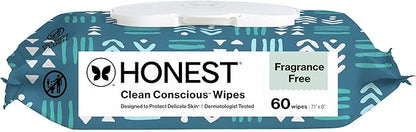 The Honest Company Hypoallergenic Multi-Use Baby Wipes for Sensitive Baby Skin, Balance Blues, 60 Count