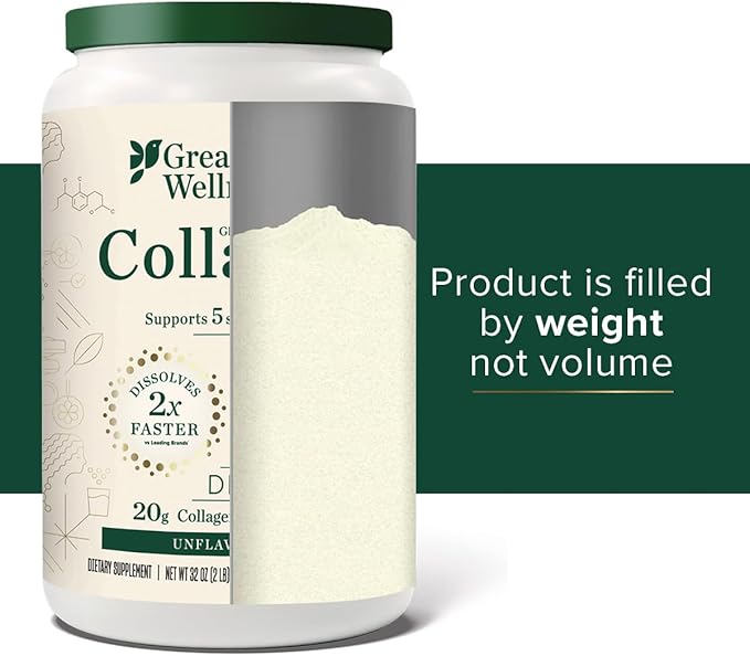 Great Lakes Wellness Collagen Peptides Powder – Supports Skin, Hair, Nails, Joints & Digestion – Hydrolyzed, Quick Dissolve, Non-GMO, Keto & Kosher – Pure Collagen Protein (32 oz, 45 Servings)