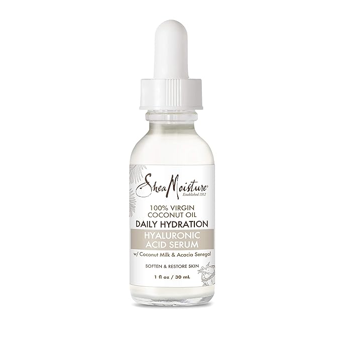 SheaMoisture Hyaluronic Acid Serum for Dry Skin 100% Virgin Coconut Oil Paraben Free Face Serum 1 fl oz