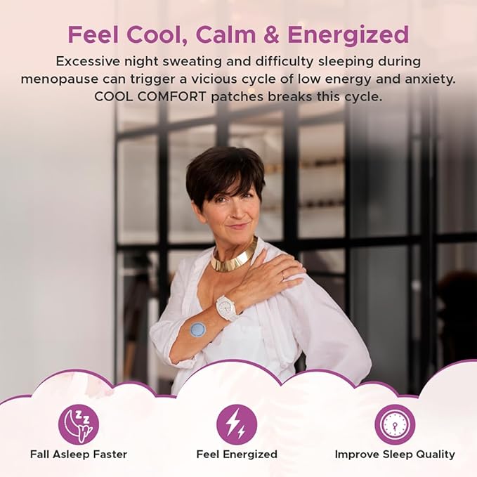 Cooling Sleep Patch with Melatonin for Menopause Relief, Hot Flash Relief & Night Sweats | Menopause Patches for Women - Cooling Patch for Hot Flashes, Menopause Cooling Product for Better Sleep