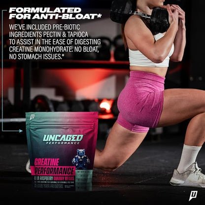 Creatine Monohydrate Gummies 5g with Prebiotic Fiber for Muscle Growth & Strength, 30 Servings, Strawberry - Lab Tested - 5000mg Premium All Natural