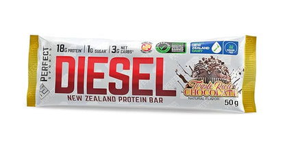 PERFECT SPORTS Diesel New Zealand Whey Protein Bars | Stevia Sweetened, No Artificial Flavors | Low Sugar, 18g Protein | 12 Pack (Triple Rich Chocolate)