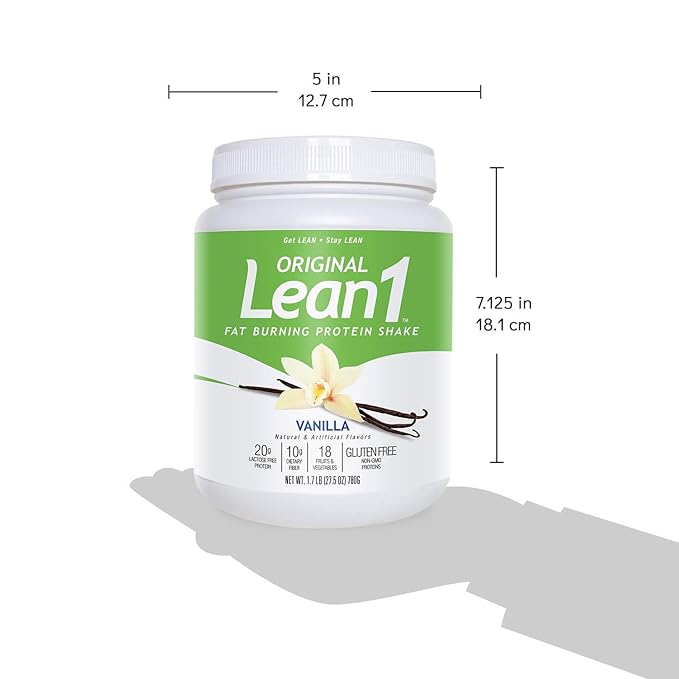 Lean1 Meal Replacement Protein Shake, Vanilla Flavor, 2-PACK of 15 Serving Tubs