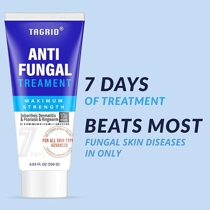 TAGRID Antifungal Cream for Ringworm & Tinea Versicolor, Maximum Strength Antifungal Care for Men & Women, Daily Use for Body Skin, Fast Itch Relief, 100g