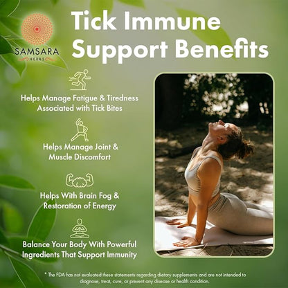 Samsara Herbs Tick Immune Support - Japanese Knotweed, Cats claw, Andrographis, Cryptolepis, Sarsaparilla, Resveratrol, Tick Bite Support 240 Capsules
