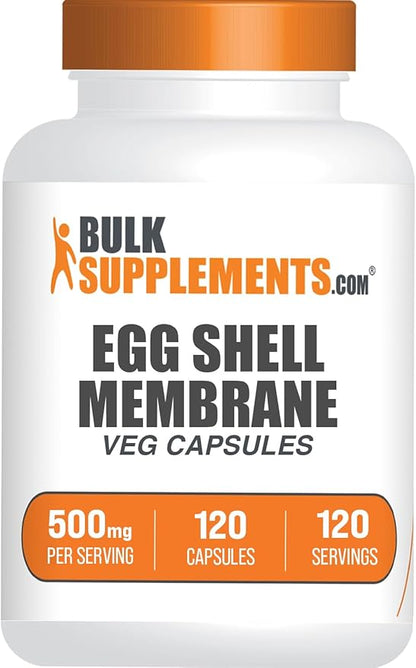 BulkSupplements.com Egg Shell Membrane Capsules - Collagen Supplement, Dairy-Free & Gluten Free - 1 Capsule per Serving (500mg), 120 Count (Pack of 1)