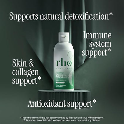 Rho Nutrition Liposomal Glutathione - Ultra High Absorption Liquid Glutathione Supplement - Supports Natural Detoxification, Immune System, Skin Health, Mental Clarity & Overall Well-Being