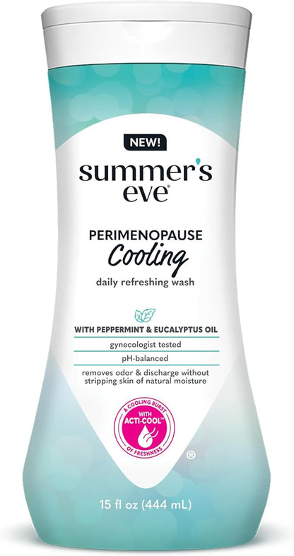 Summer's Eve Perimenopause Cooling Wash, Cooling pH-Balanced Formua with Eucalyptus to Remove Odor, 15 Fl Oz