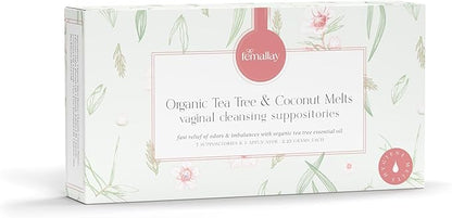Femallay Organic Vaginal Melts – Tea Tree & Coconut Oil – Natural Feminine Odor Control, pH Balance & Dryness Relief – 7 Count + Applicator