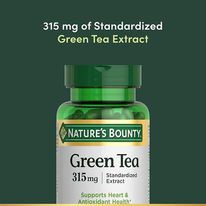 Nature's Bounty Green Tea Pills and Herbal Health Supplement, Supports Heart and Antioxidant Health, 315mg, 100 Capsules