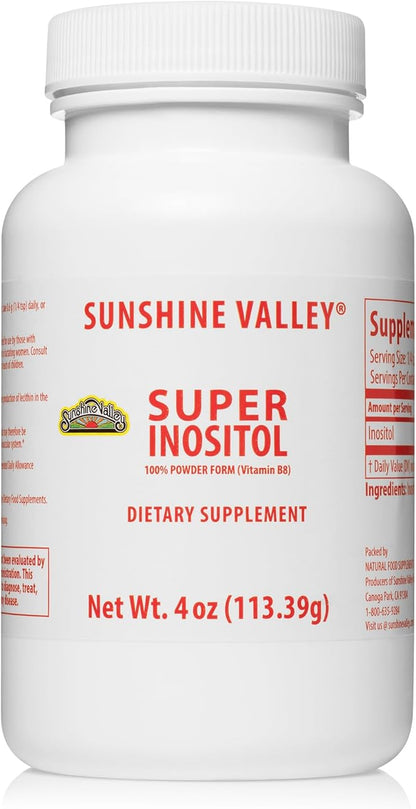 Sunshine Valley® Super Inositol Powder – Dietary Supplement, Wellness & Healthy Lifestyle – Unflavored Powder – 4 oz