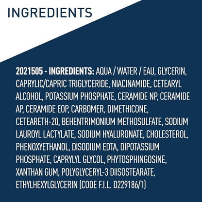 CeraVe PM Facial Moisturizing Lotion, Night Cream with Hyaluronic Acid and Niacinamide, Ultra-Lightweight, Oil-Free Moisturizer for Face, 3 Ounce