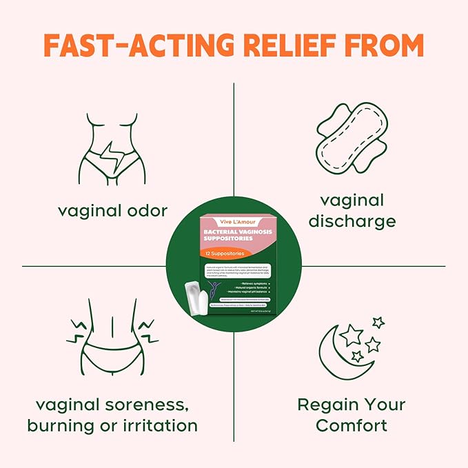 Vive L'Amour Vaginal Suppositories 2-Pack | 24 Inserts for Ongoing Feminine Balance & Odor Support | Relieves BV Symptoms: Fishy Odor, Itching & Discharge | Natural Plant-Based Formula