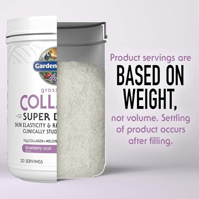 Garden of Life Grass Fed Collagen Powder, Blueberry Acai, Hydrolyzed Collagen Peptides Powder Supplement Drink Mix, 20 Servings