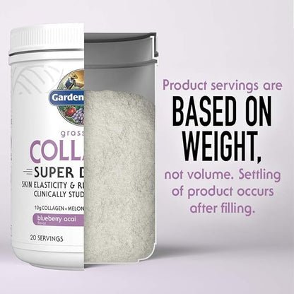 Garden of Life Grass Fed Collagen Powder, Blueberry Acai, Hydrolyzed Collagen Peptides Powder Supplement Drink Mix, 20 Servings