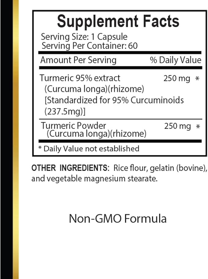 Turmeric Curcumin for Joint Support - Turmeric for Immunity, Boosting Antioxidant, Natural Turmeric Curcumin for Daily Wellness - 1 Bottle 60 Capsules