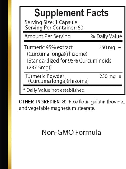 Turmeric Curcumin for Joint Support - Turmeric for Immunity, Boosting Antioxidant, Natural Turmeric Curcumin for Daily Wellness - 1 Bottle 60 Capsules